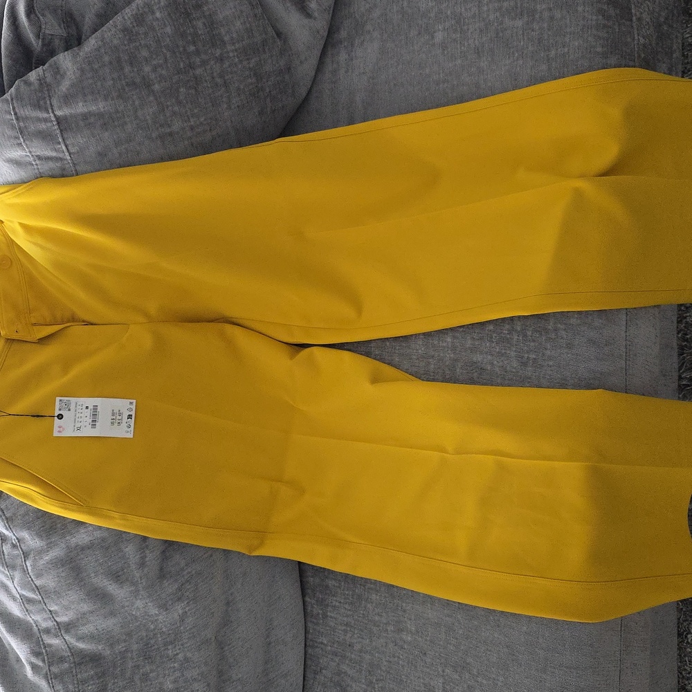 Zara Bright Yellow Wide-Leg Pants Sz XL